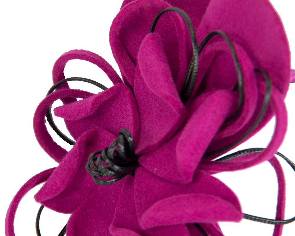 Fuchsia felt flower fascinator headband - Fascinators.com.au Fuchsia felt flower fascinator headband - Image 3