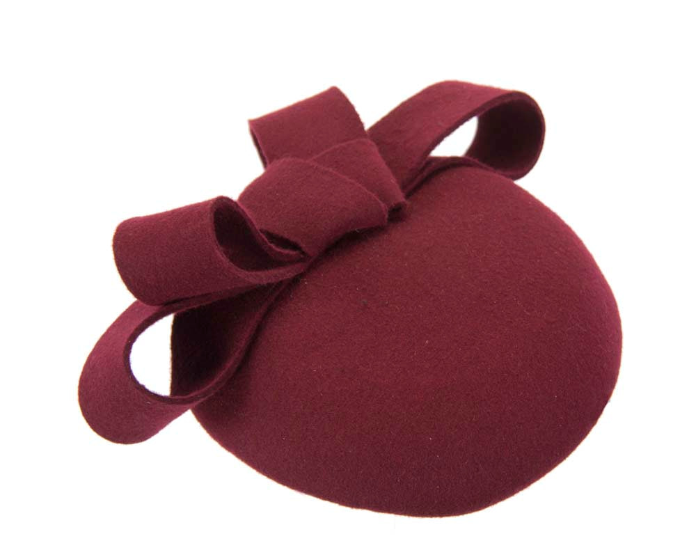 Burgundy wine pillbox with bow - Fascinators.com.au Burgundy wine pillbox with bow - Image 2
