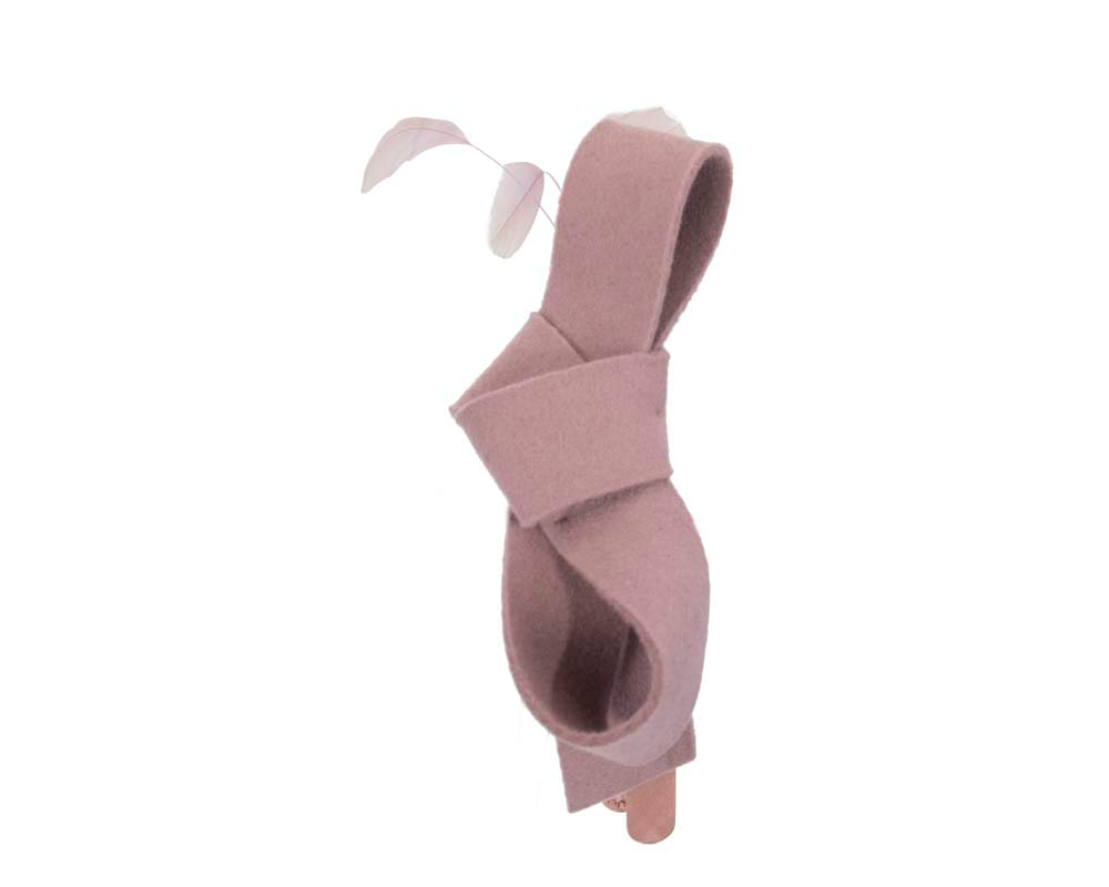 Dusty pink felt bow racing fascinator - Fascinators.com.au Dusty pink felt bow racing fascinator - Image 3