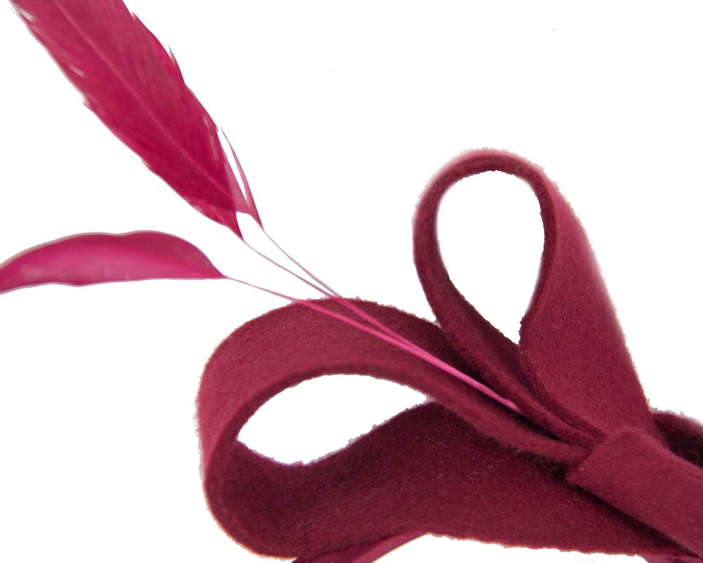 Burgundy wine felt bow racing fascinator - Image 4