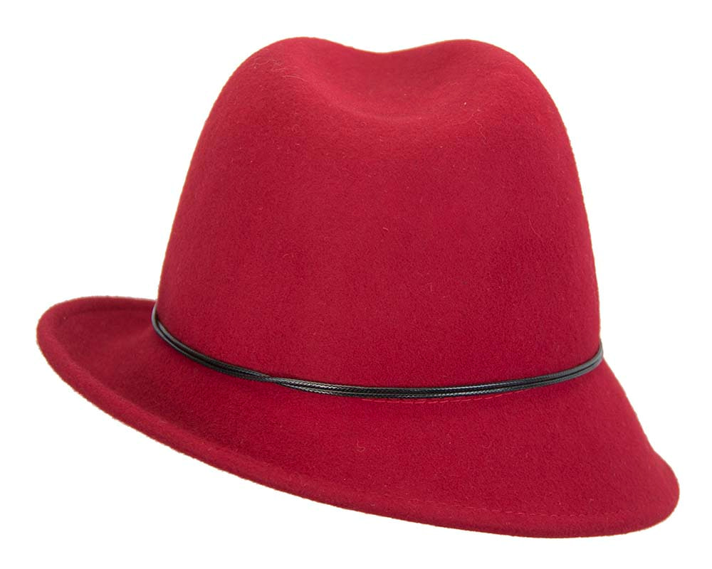 Red ladies felt trilby hat by Max Alexander - Image 6