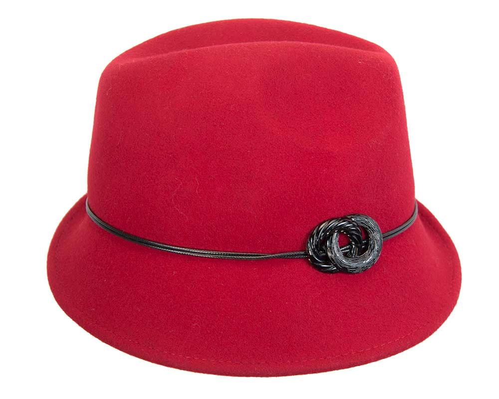 Red ladies felt trilby hat by Max Alexander - Image 5