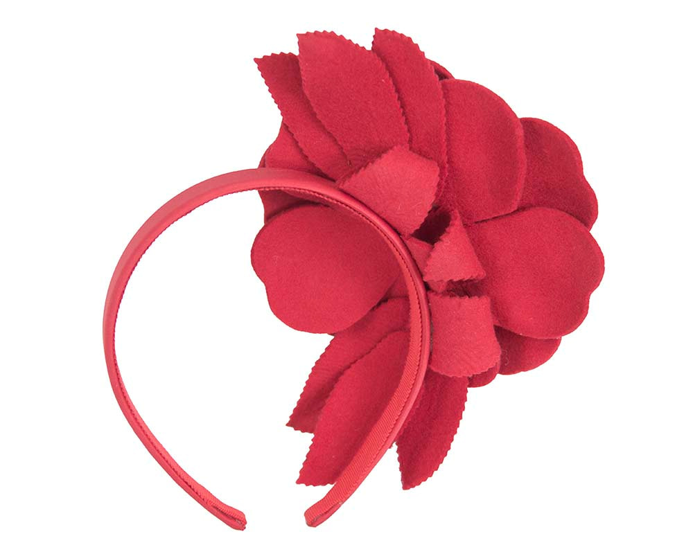 Red felt flower winter fascinator by Max Alexander - Fascinators.com.au Red felt flower winter fascinator by Max Alexander - Image 4