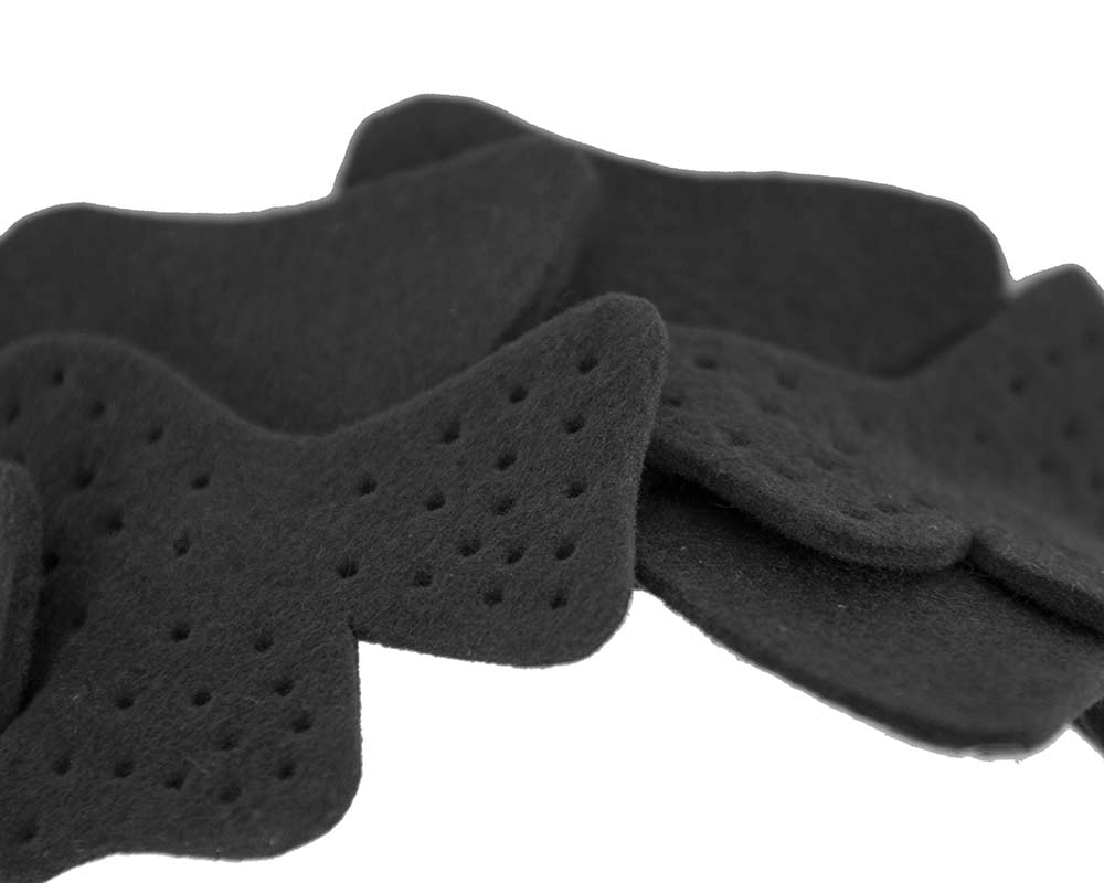 Petite black felt halo winter fascinator by Max Alexander - Fascinators.com.au Petite black felt halo winter fascinator by Max Alexander - Image 3