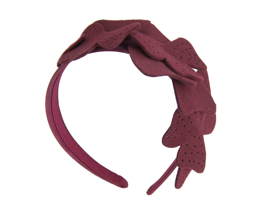 Petite burgundy felt halo winter fascinator by Max Alexander - Fascinators.com.au Petite burgundy felt halo winter fascinator by Max Alexander - Image 2