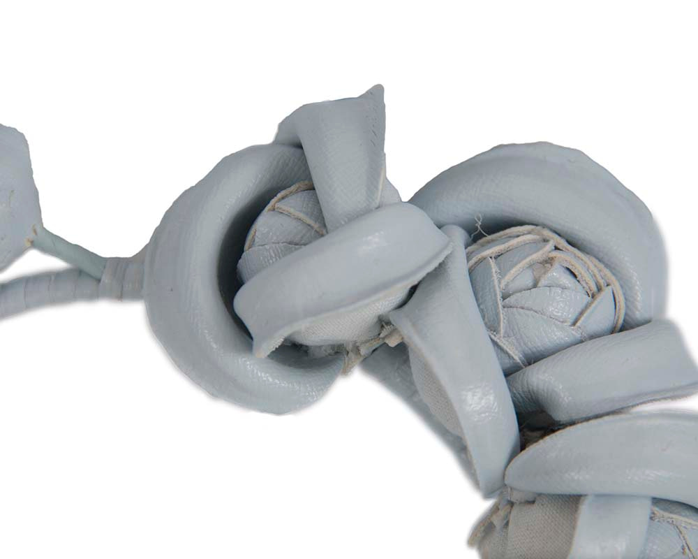 Light blue leather flower headband fascinator - Fascinators.com.au Light blue leather flower headband fascinator - Image 3