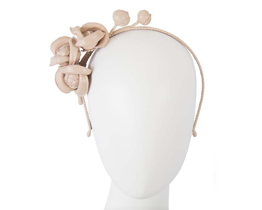 Nude leather flower headband fascinator