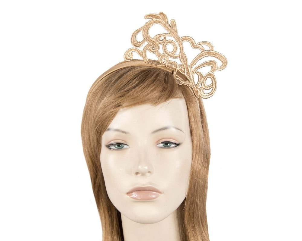 Gold lace crown fascinator