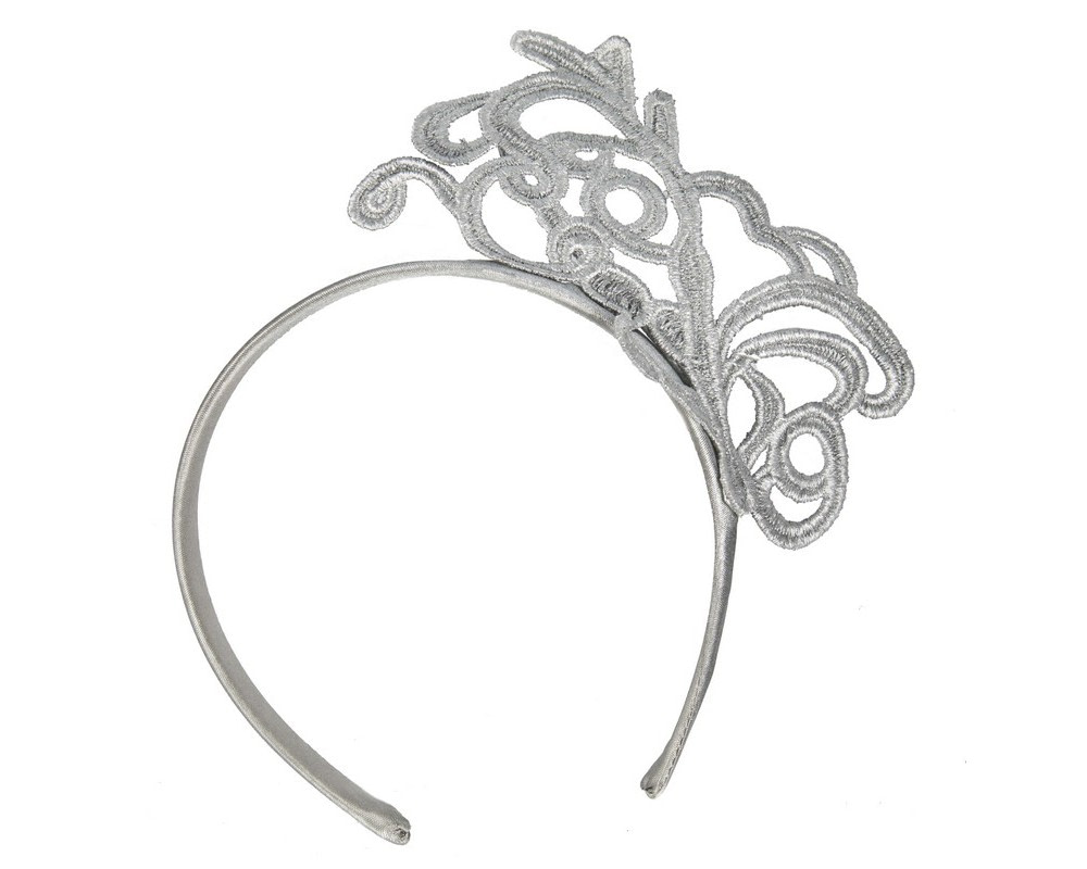 Silver lace crown fascinator - Image 2