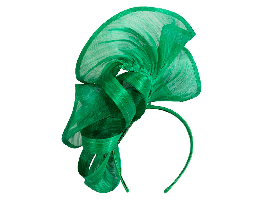 Exclusive green silk abaca racing fascinator - Fascinators.com.au Exclusive green silk abaca racing fascinator - Image 3