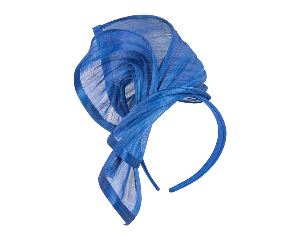 Twisted royal blue silk abaca fascinator by Fillies Collection - Fascinators.com.au Twisted royal blue silk abaca fascinator by Fillies Collection - Image 2