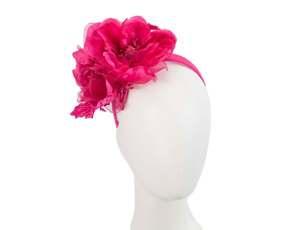 Large fuchsia flower headband fascinator by Fillies Collection
