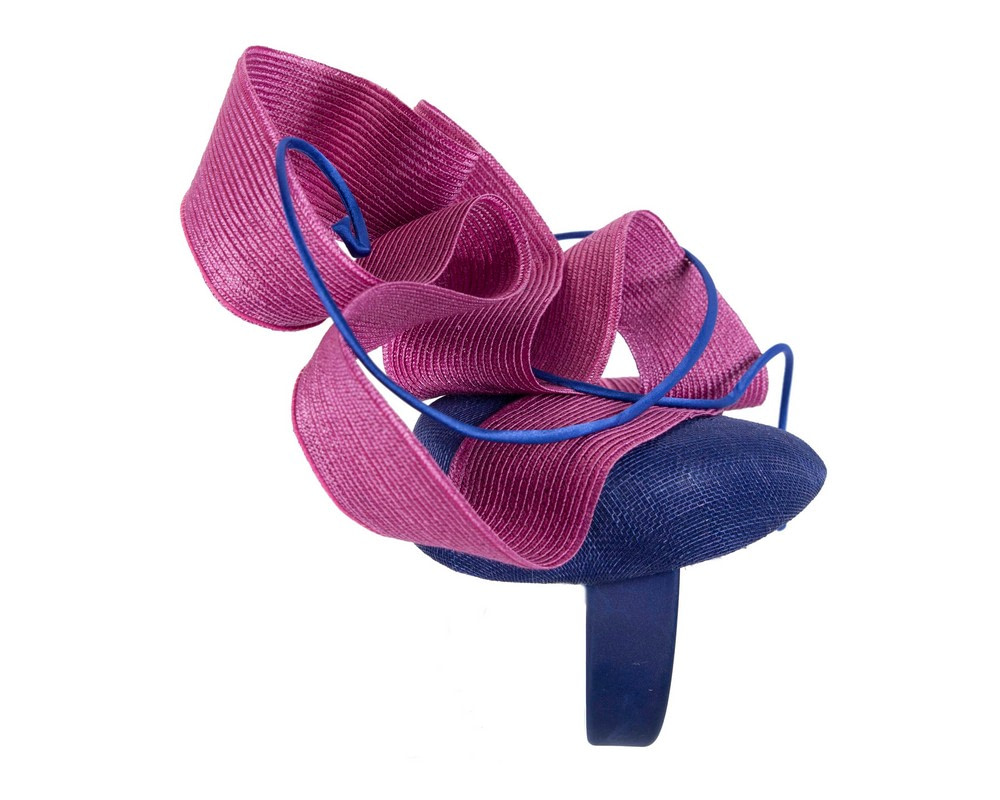 Designers blue & fuchsia Australian Made racing fascinator by Fillies Collection - Image 4