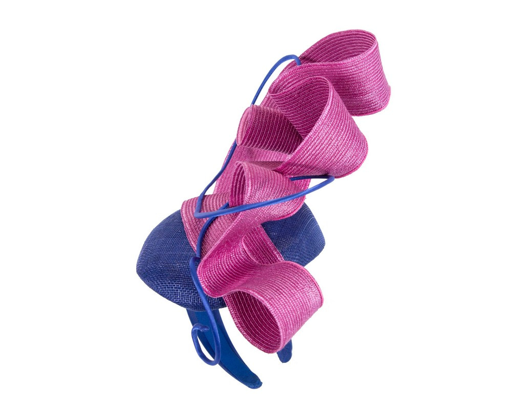 Designers blue & fuchsia Australian Made racing fascinator by Fillies Collection - Image 3