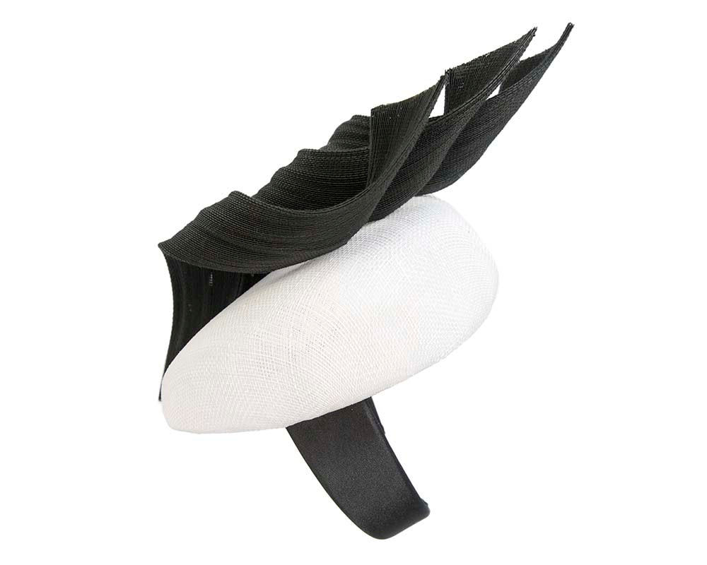 Designers white & black pillbox racing fascinator by Fillies Collection - Image 3