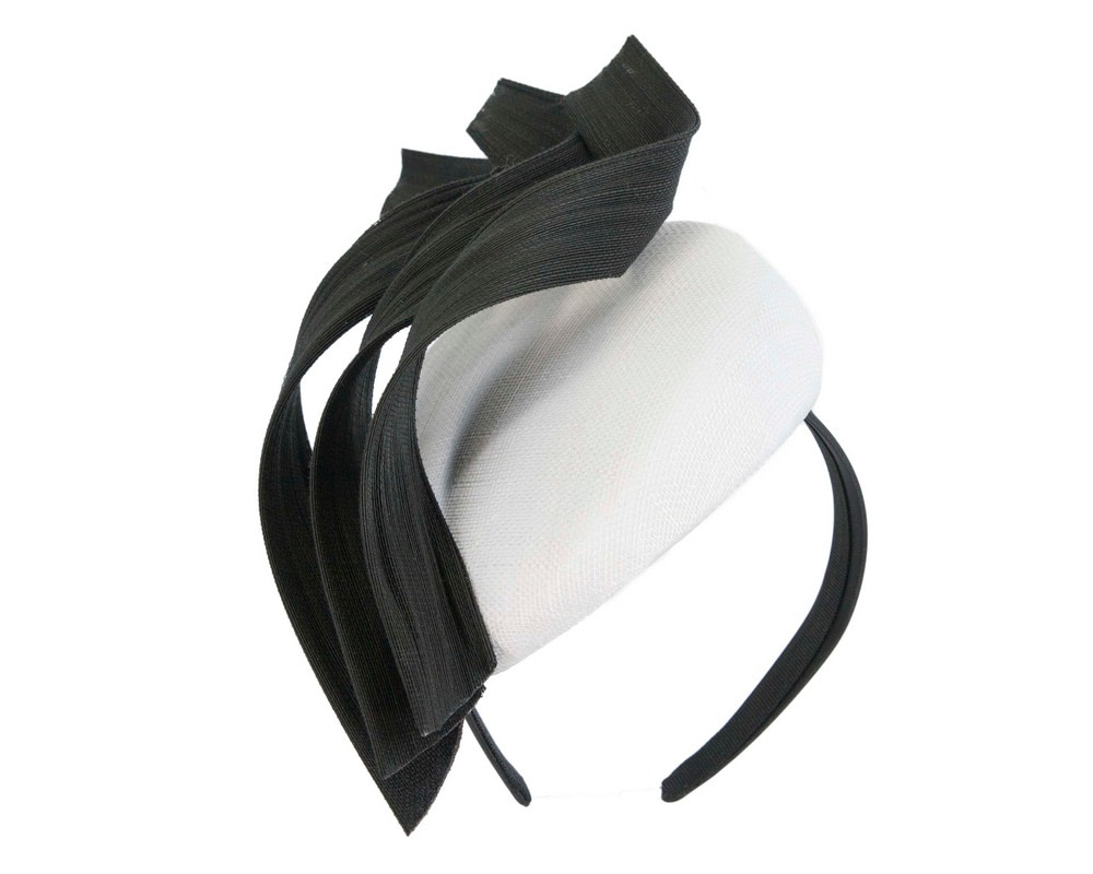 Designers white & black pillbox racing fascinator by Fillies Collection - Image 2