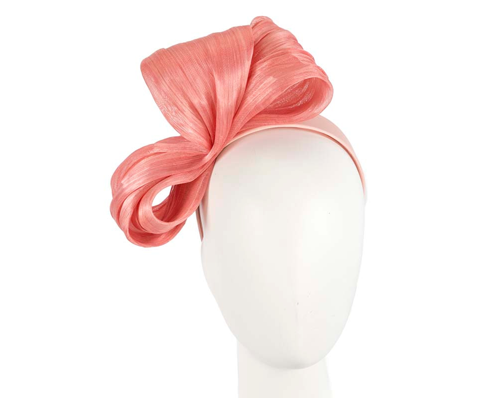 Large coral bow racing fascinator by Fillies Collection