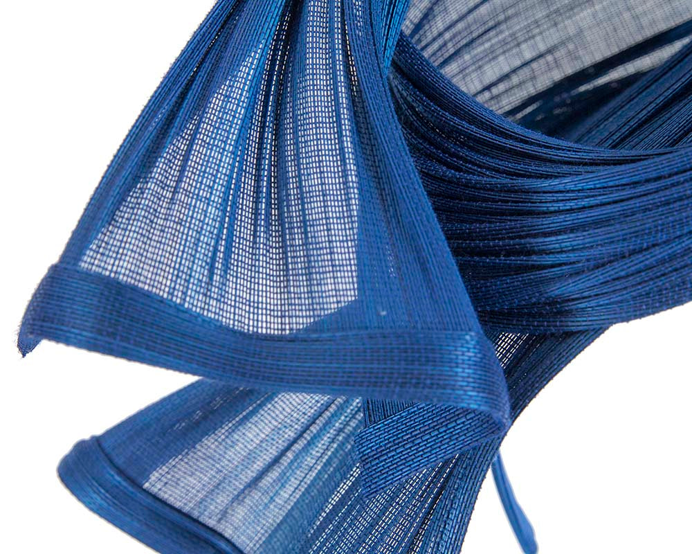 Bespoke royal blue jinsin waves racing fascinator by Fillies Collection - Image 4
