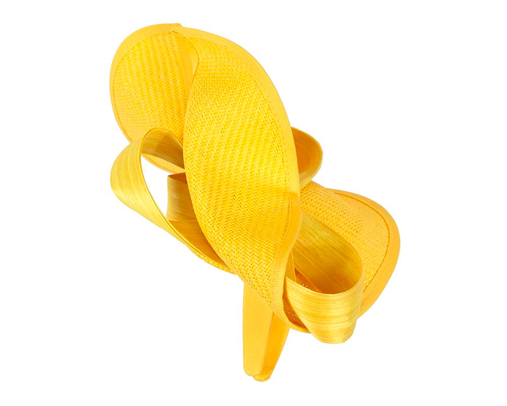 Yellow designers racing fascinator with bow by Fillies Collection - Image 4
