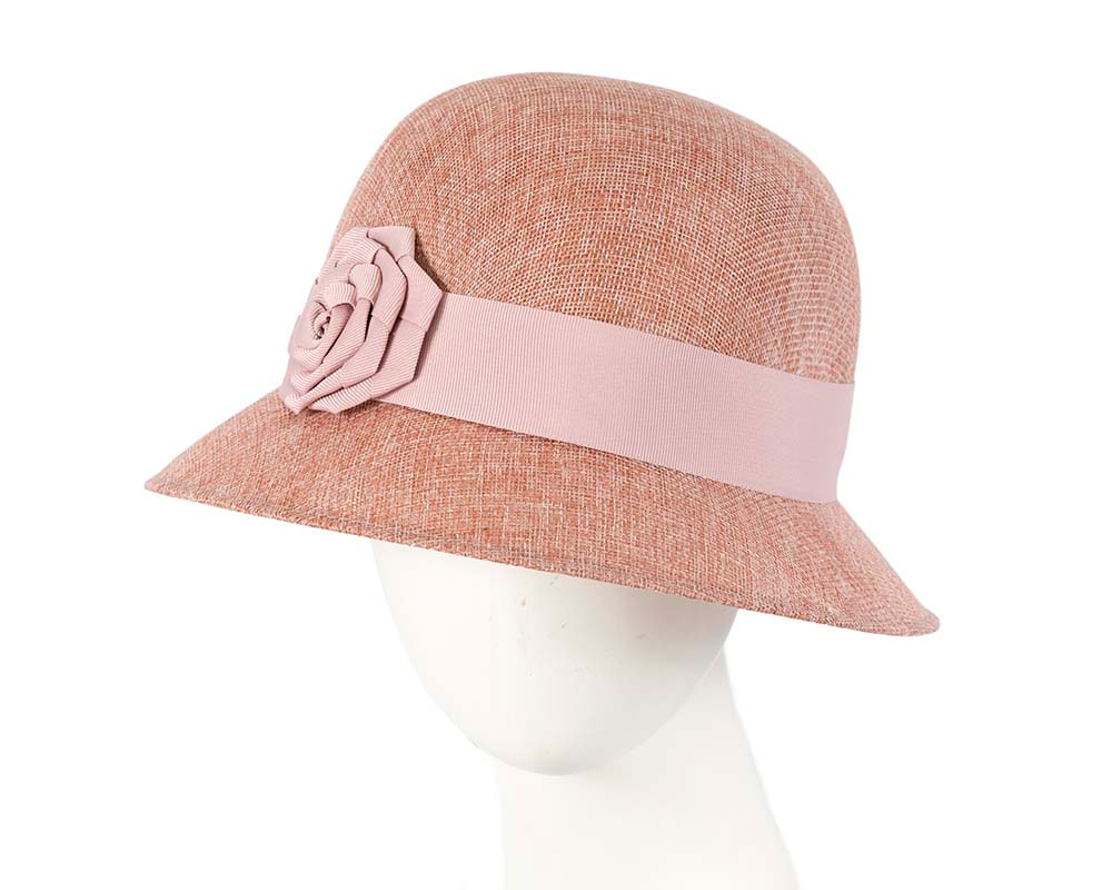 Dusty pink spring racing cloche hat by Max Alexander