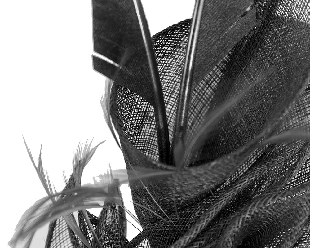 Black racing fascinator with feathers by Max Alexander - Image 3