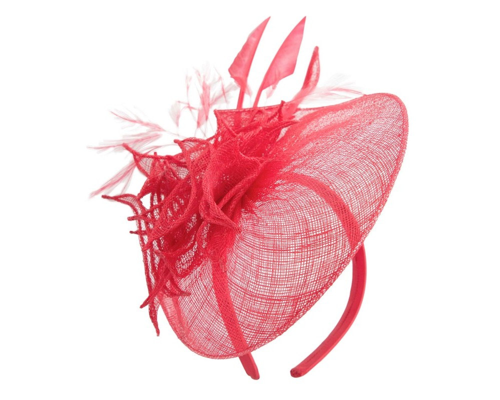Red racing fascinator with feathers by Max Alexander - Fascinators.com.au Red racing fascinator with feathers by Max Alexander - Image 2