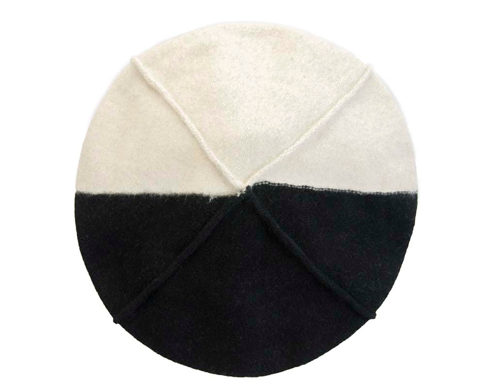 Warm cream and black woolen European Made beret - Image 2