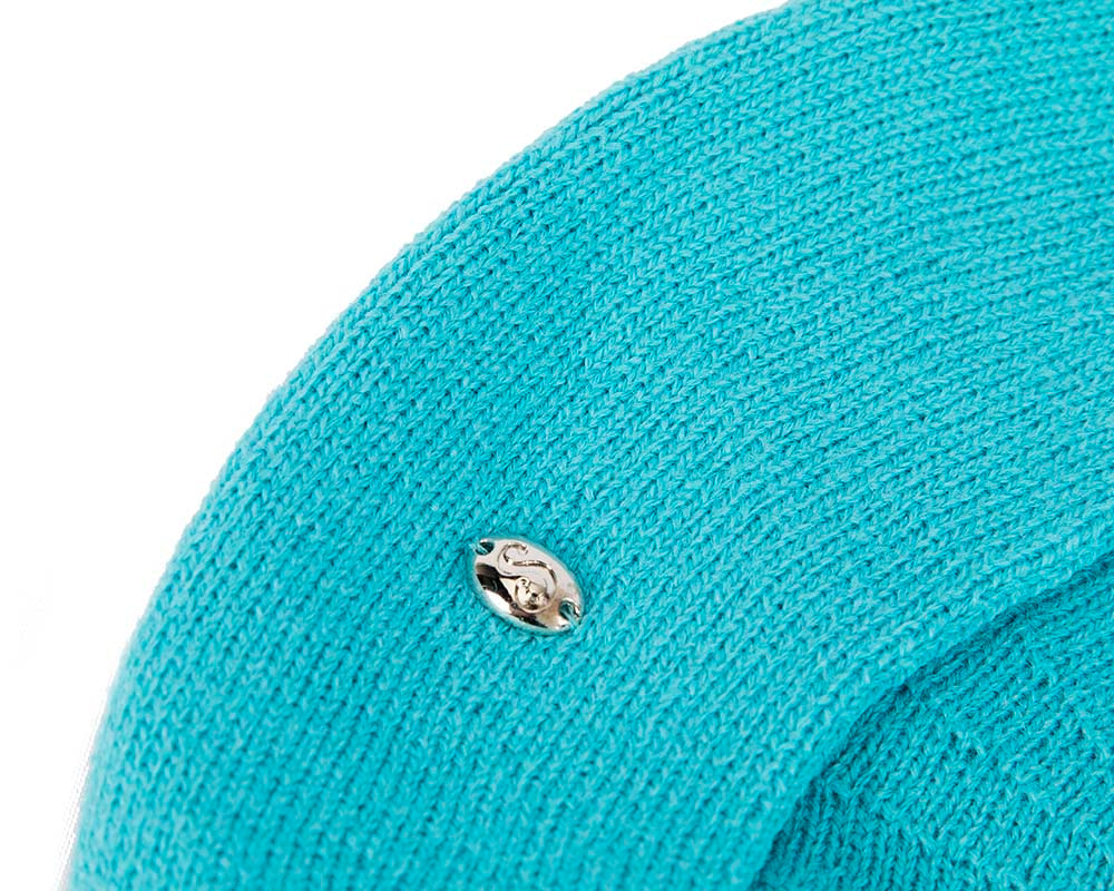 Classic warm turquoise wool beret. Made in Europe - Image 3