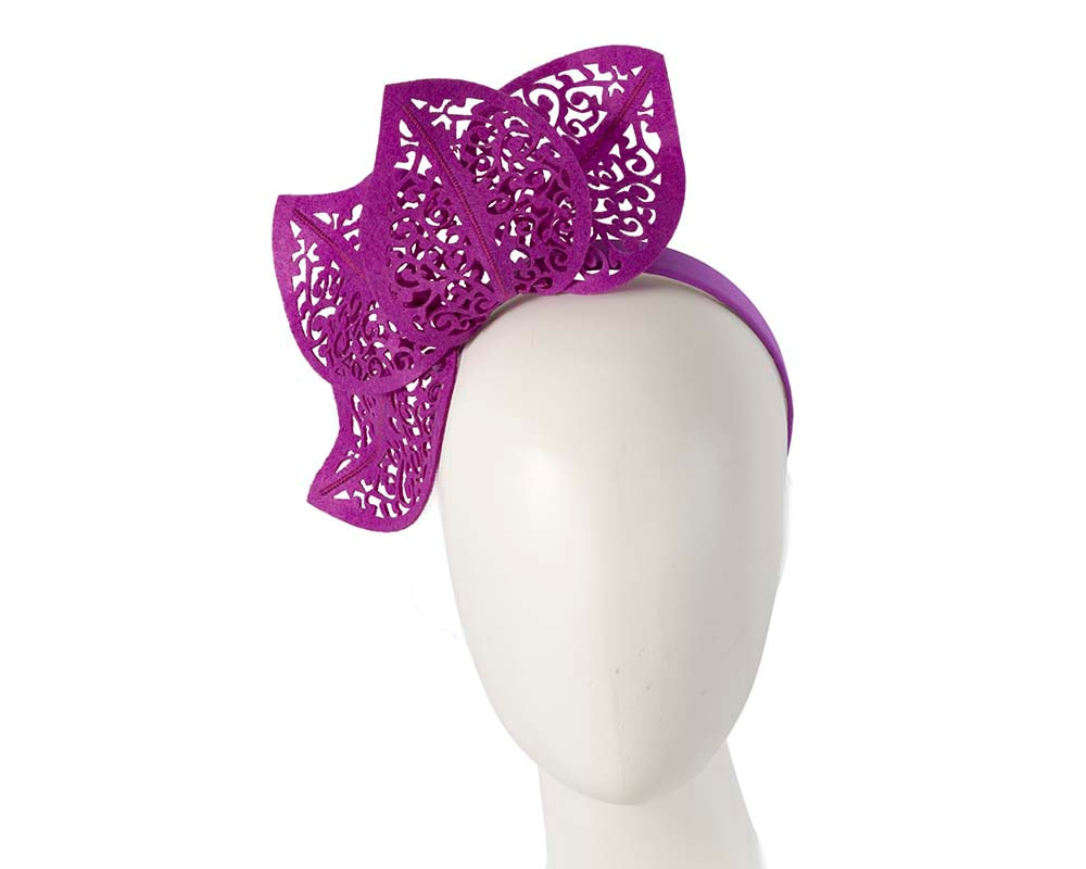 Modern purple fascinator for races by Max Alexander