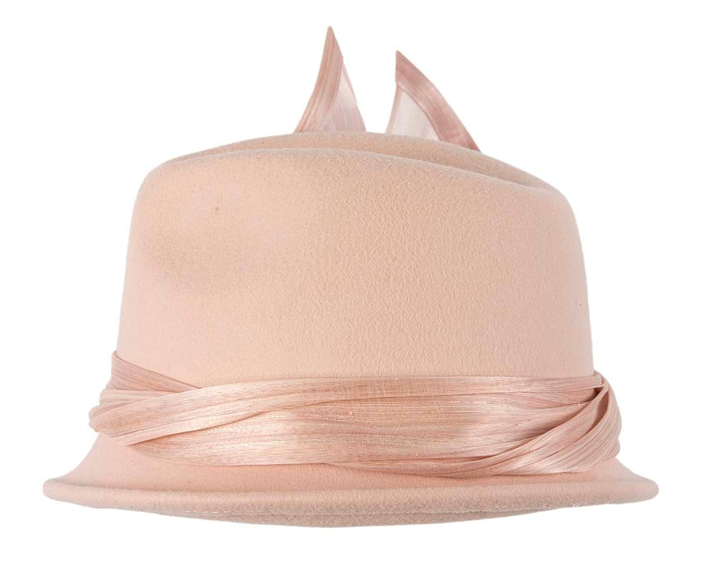 Fashion beige ladies winter felt fedora hat by Fillies Collection - Image 4