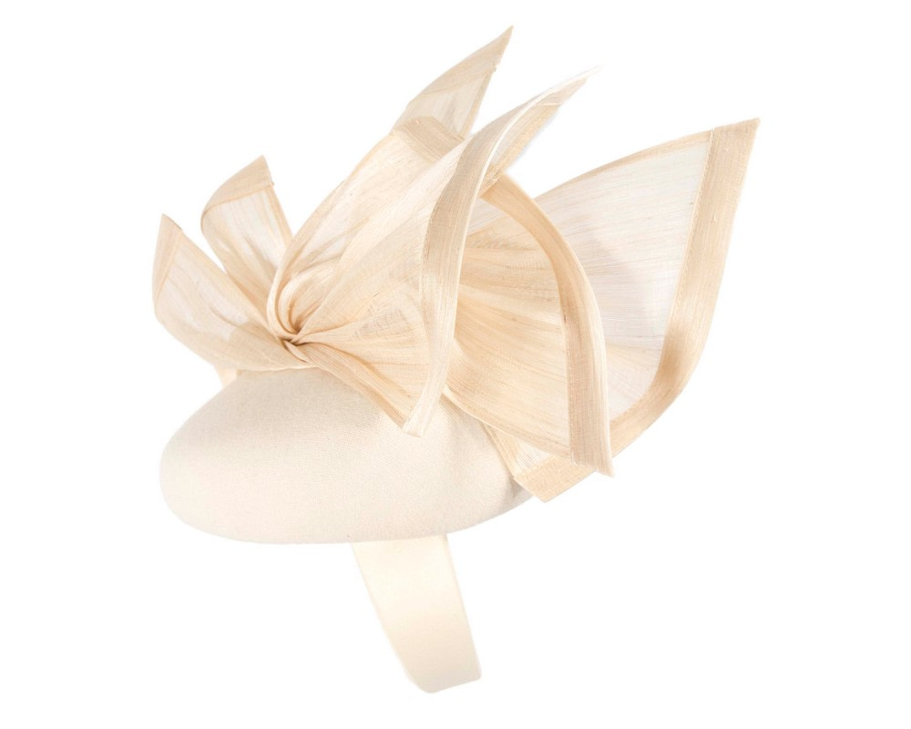 Bespoke cream winter fascinator pillbox by Fillies Collection - Image 3