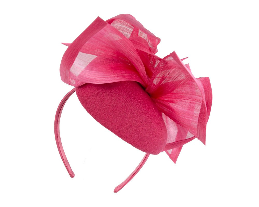 Bespoke fuchsia winter fascinator pillbox by Fillies Collection - Image 6