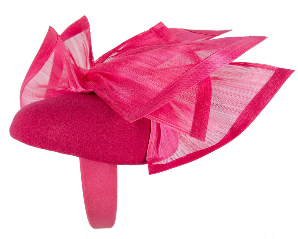 Bespoke fuchsia winter fascinator pillbox by Fillies Collection - Image 3