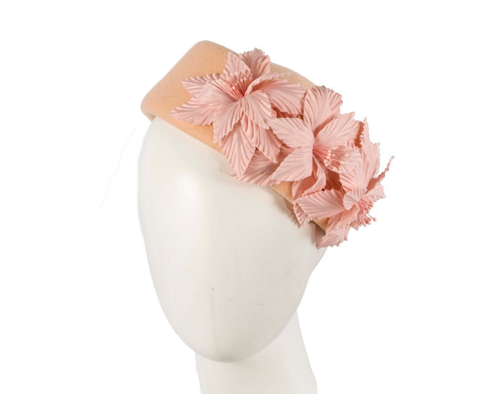 Bespoke beige felt beret hat by Fillies Collection - Fascinators.com.au Bespoke beige felt beret hat by Fillies Collection - Image 2