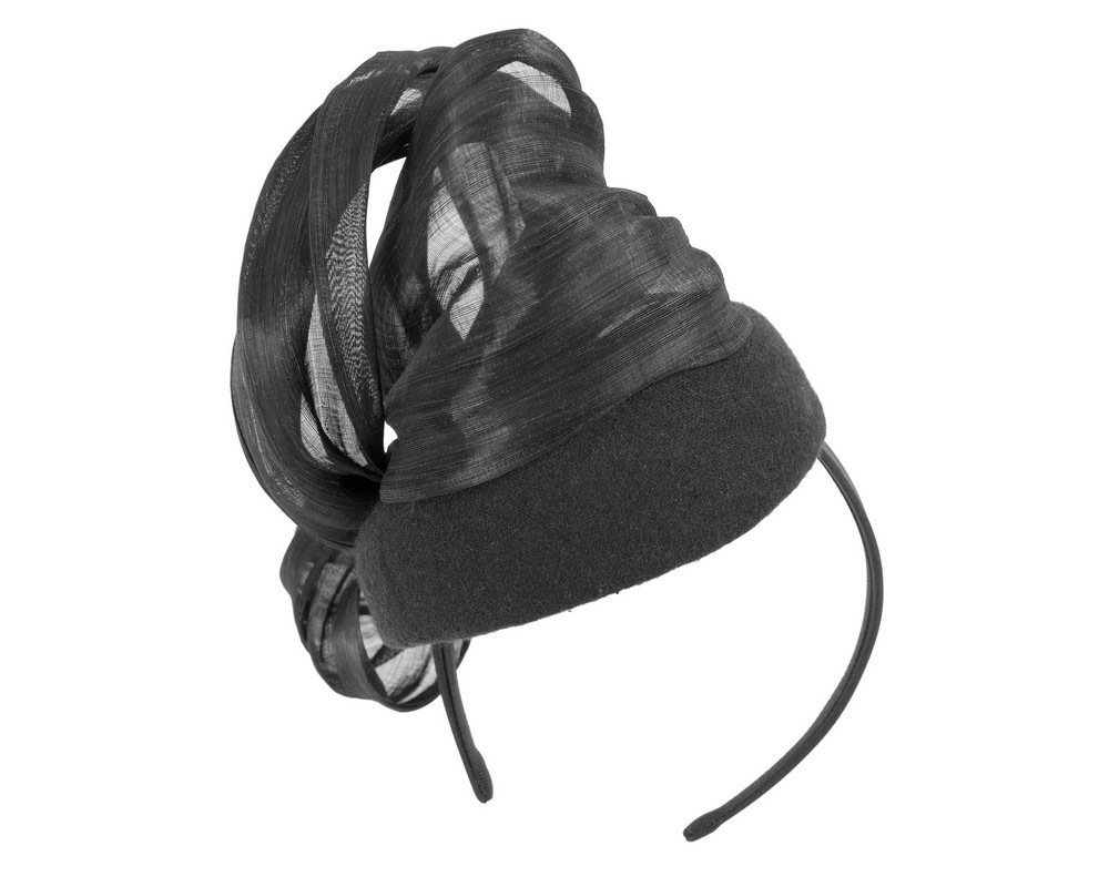 Bespoke black winter racing pillbox with bow by Fillies Collection - Fascinators.com.au Bespoke black winter racing pillbox with bow by Fillies Collection - Image 6