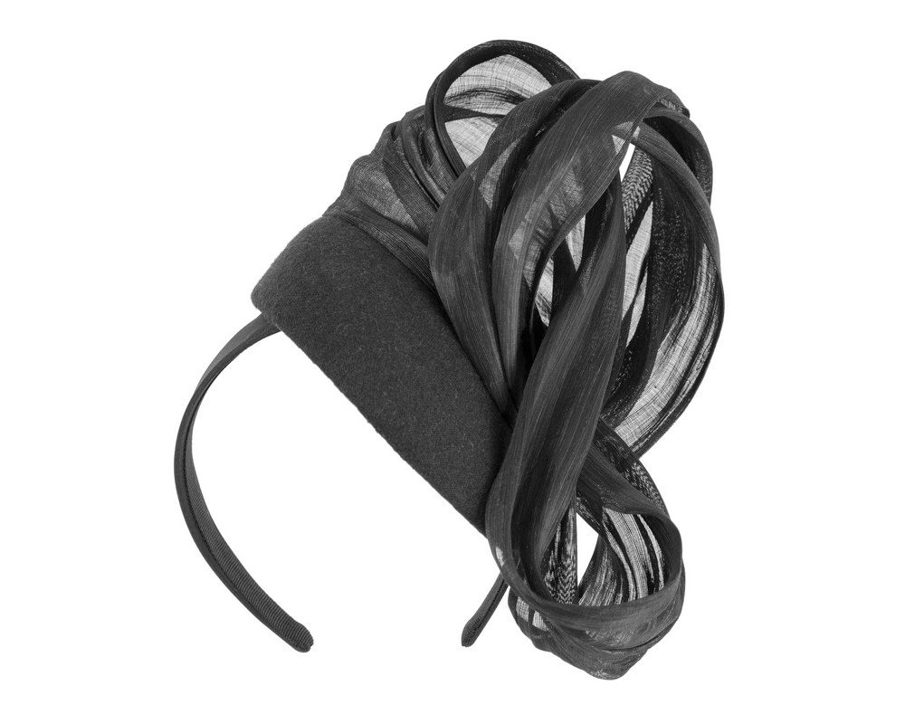 Bespoke black winter racing pillbox with bow by Fillies Collection - Fascinators.com.au Bespoke black winter racing pillbox with bow by Fillies Collection - Image 2