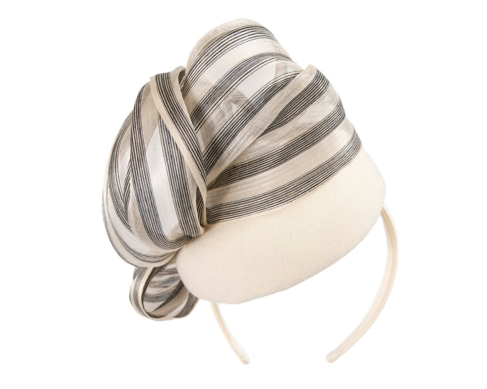 Bespoke cream & black winter racing pillbox with bow by Fillies Collection - Fascinators.com.au Bespoke cream & black winter racing pillbox with bow by Fillies Collection - Image 6