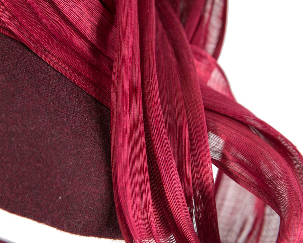 Bespoke burgundy winter racing pillbox with bow by Fillies Collection - Fascinators.com.au Bespoke burgundy winter racing pillbox with bow by Fillies Collection - Image 5