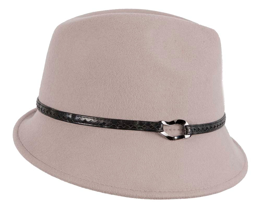 Grey ladies winter felt fedora hat by Max Alexander - Image 4