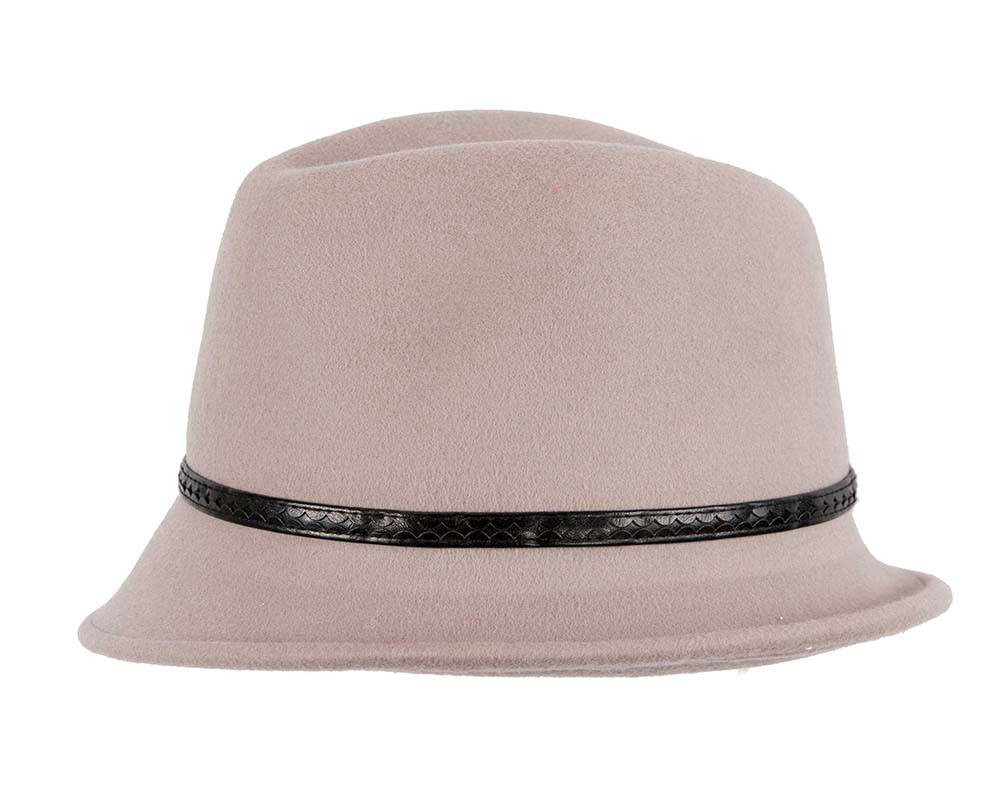 Grey ladies winter felt fedora hat by Max Alexander - Image 3