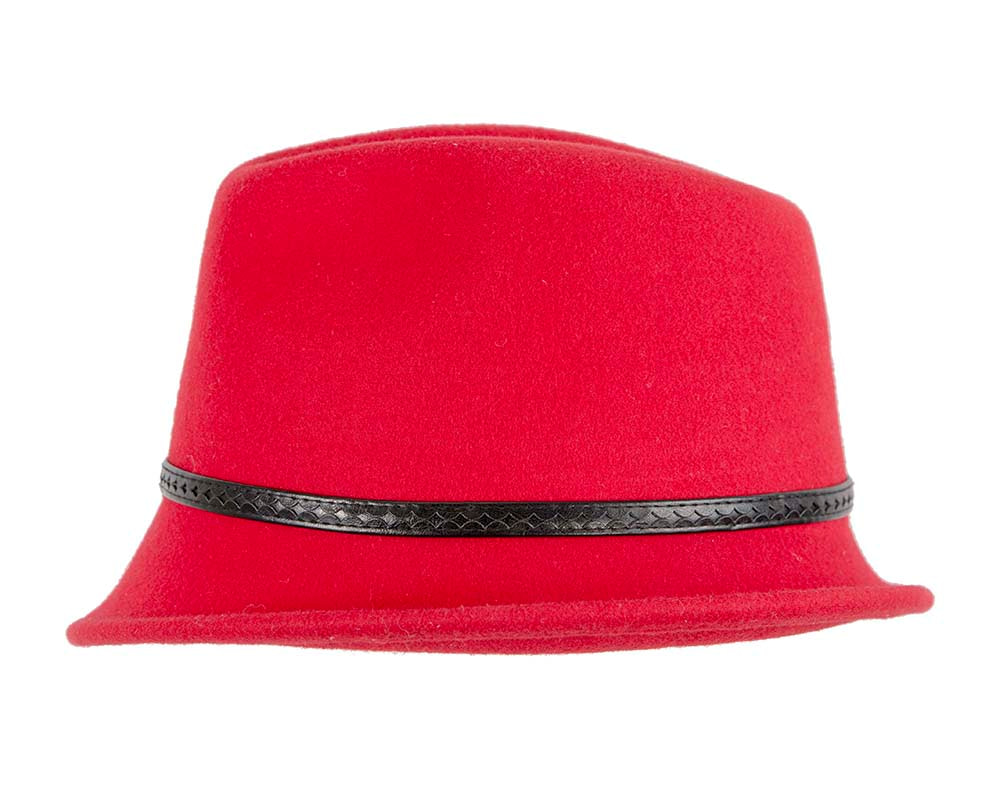 Red ladies winter felt fedora hat by Max Alexander - Fascinators.com.au Red ladies winter felt fedora hat by Max Alexander - Image 3