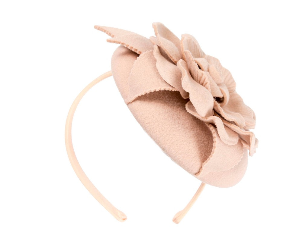Beige winter pillbox fascinator by Max Alexander - Image 4