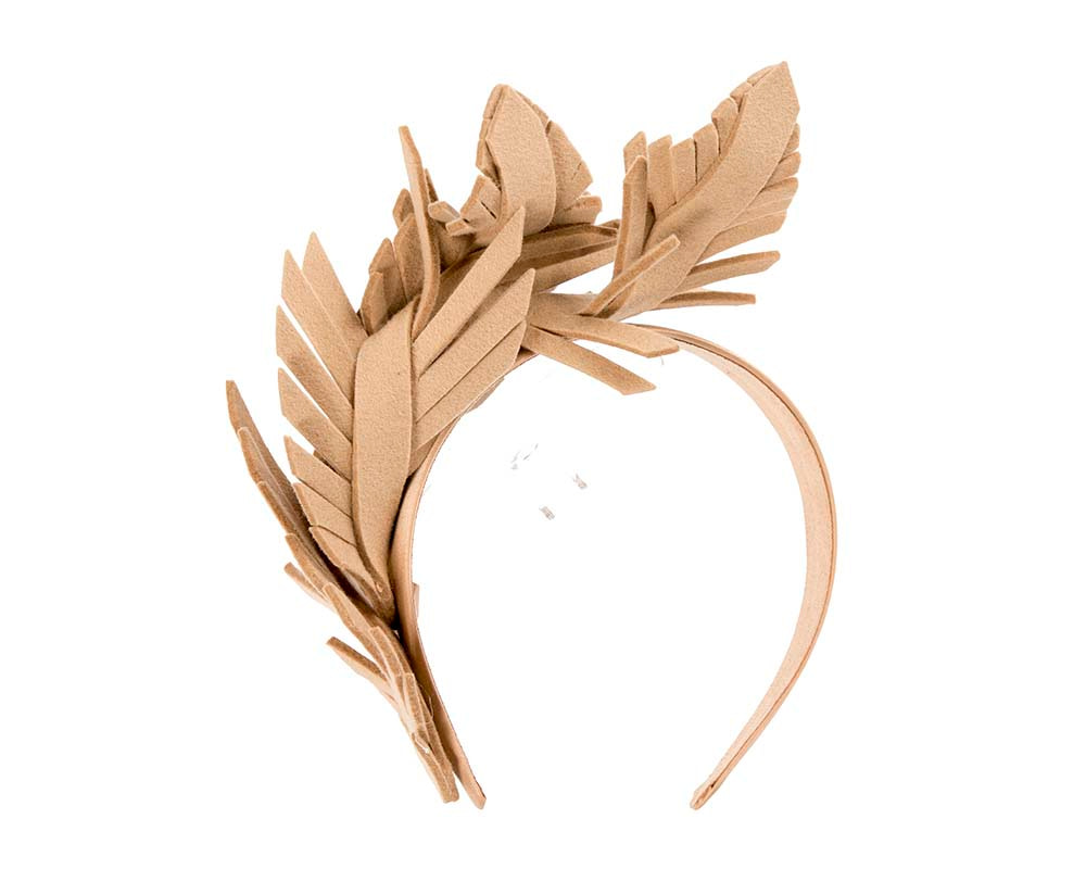 Beige felt winter racing fascinator by Max Alexander - Image 4