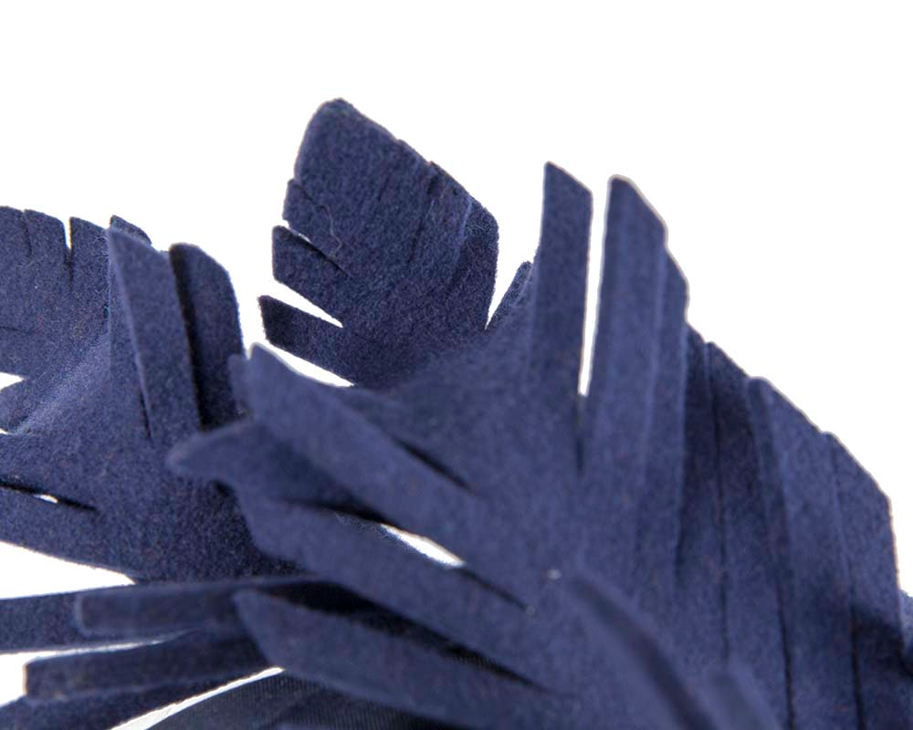 Navy felt winter racing fascinator by Max Alexander - Image 3