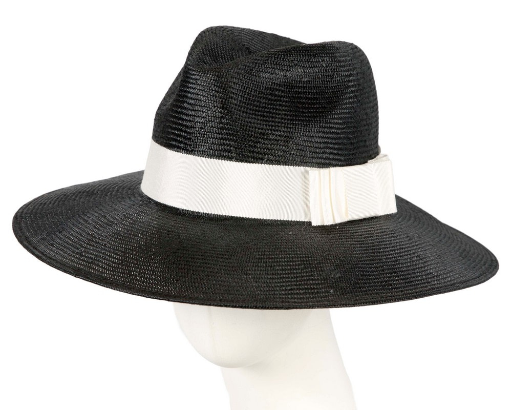 Black & white wide brim ladies fedora hat by Max Alexander