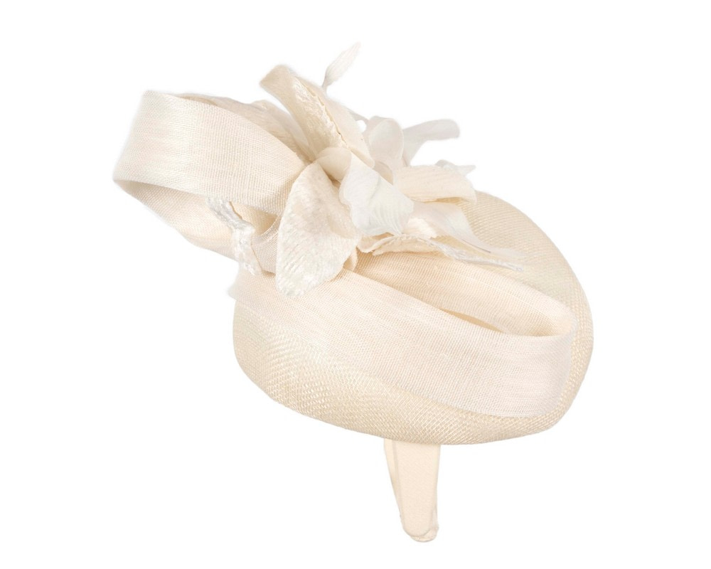 Bespoke cream pillbox racing fascinator with flower by Fillies Collection - Fascinators.com.au Bespoke cream pillbox racing fascinator with flower by Fillies Collection - Image 4