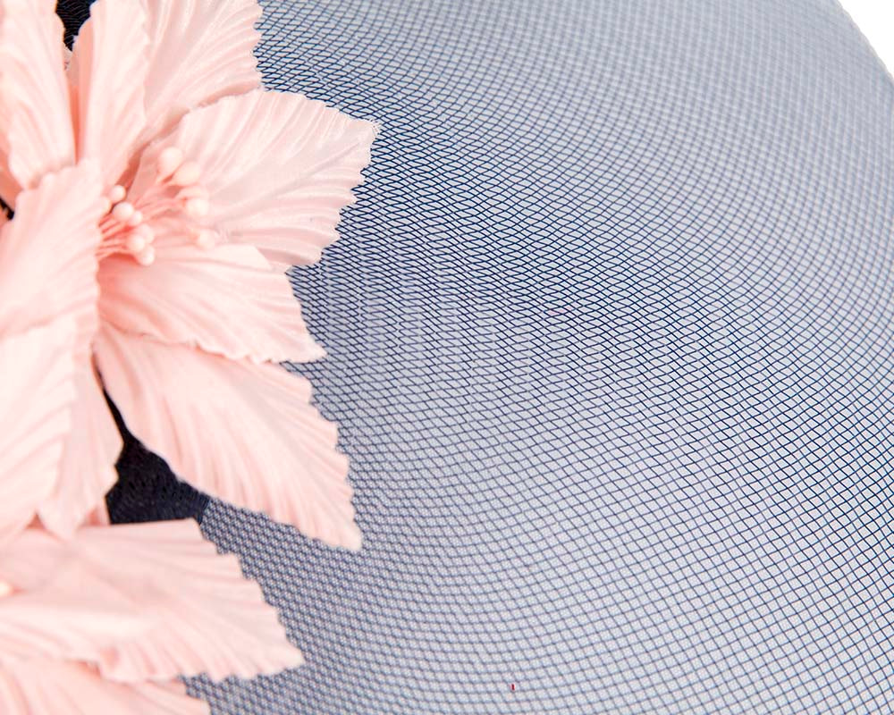 Large wide brim navy and pink hat by Fillies Collection - Fascinators.com.au Large wide brim navy and pink hat by Fillies Collection - Image 4