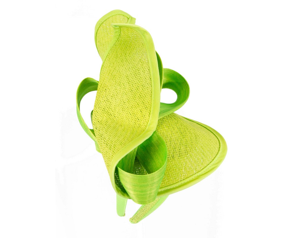 Lime green designers racing fascinator with bow by Fillies Collection - Fascinators.com.au Lime green designers racing fascinator with bow by Fillies Collection - Image 3