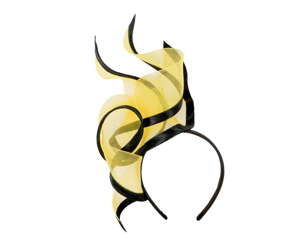Exclusive tall yellow & black fascinator by Fillies Collection - Image 2