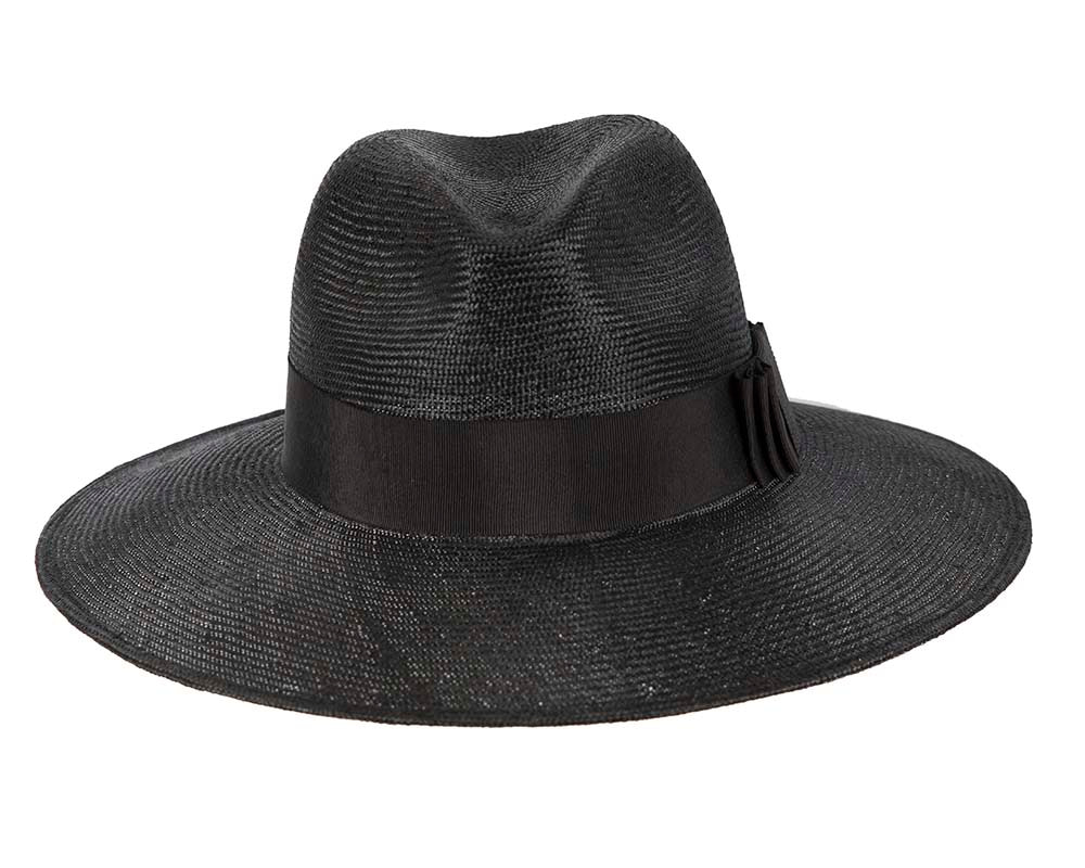 Black wide brim ladies fedora hat by Max Alexander - Image 4